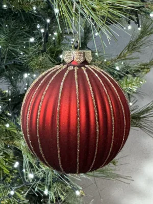 Boule de Noël : en verre, 8 cm, Rouge joyeux mat