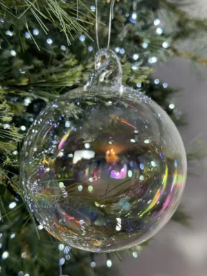 Boule de Noël : en verre Transparent-irisé, D-10 cm