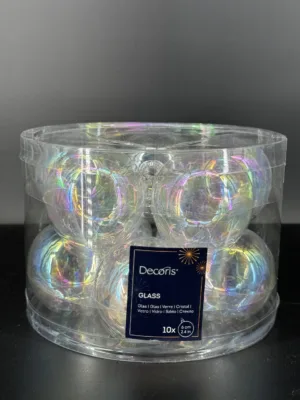 Boule de Noël : en verre Transparent-irisé, D- 6cm