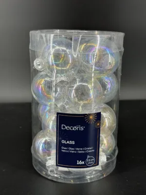 Boule de Noël : en verre Transparent-irisé, D-3,5 cm