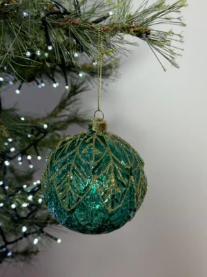 Boule de Noël : en verre émeraude, D 10cm