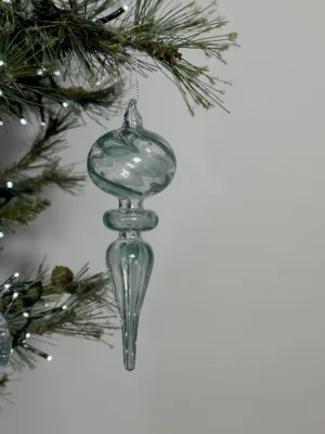 Ornement de Noël : Pendentif en verre fuselé - Spirale élégante, 21 cm
