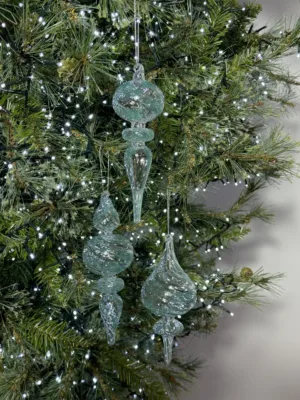 Ornement de Noël : Pendentif en verre fuselé - Spirale élégante, 21 cm