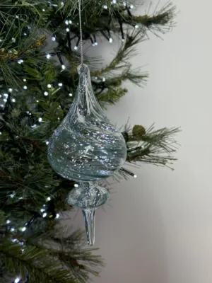 Ornement de Noël : Pendentif en verre fuselé - Spirale élégante, 21 cm