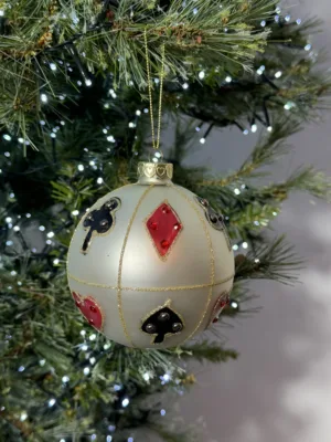Boule de Noël : en verre « Jeu de Cartes » , 10 cm