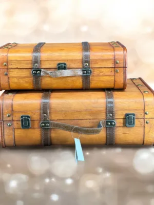 Objet de décoration: Ensemble de boîtes valises en bois, set de 2