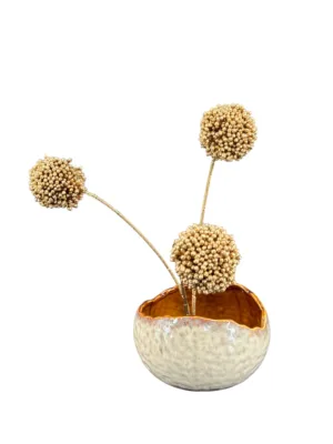 Branche décorative de Noël : allium dorées metallique, 3 pieces