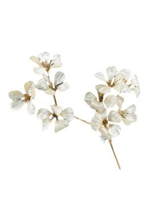 Branche décorative de Noël : Tige de fleur de capucine métallique, 70cm
