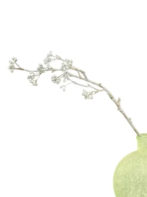 Branche décorative de Noël : eucalyptus multiple fruit, metallique, 47 cm