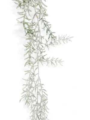 Branche décorative de Noël : guirlande de Noël asparagus givrée, 170 cm
