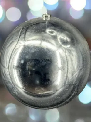 Boule de Noël : Boule en polyéthylène brillante, argent, 20 cm