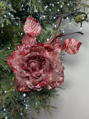 Ornement de Noël : Rose décorative de Noël, D: 22 cm