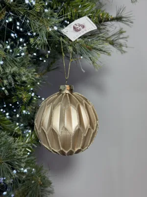 Boule de Noël : en verre  dorée, D - 10 cm