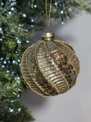 Boule de Noël : en verre  dorée, D - 10 cm