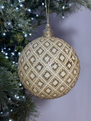 Boule de Noël :  dorée, D - 12 cm