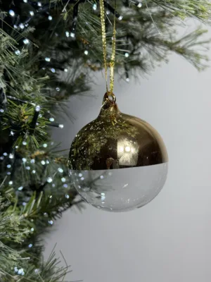 Boule de Noël : en verre  dorée, D - 6 cm