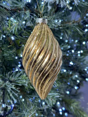 Boule de Noël : en verre  dorée, L: 12 cm