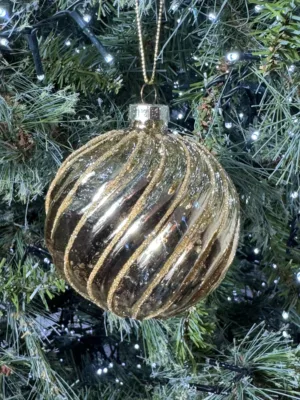 Boule de Noël : en verre  dorée, D - 6 cm