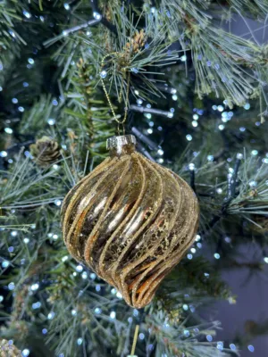 Boule de Noël : en verre  dorée, L - 8 cm