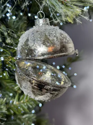 Boule de Noël : Boule-Boîte à souhaits en argent, D: 8 cm