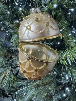Boule de Noël : L’Écrin des Vœux Dorés, L: 10 cm