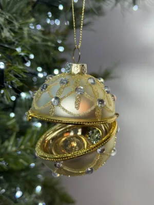 Boule de Noël : Boule-Boîte à souhaits en doré, D: 6 cm