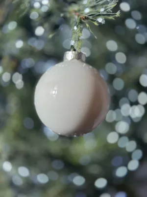 Boule de Noël : en verre blanc mat, D: 6 cm