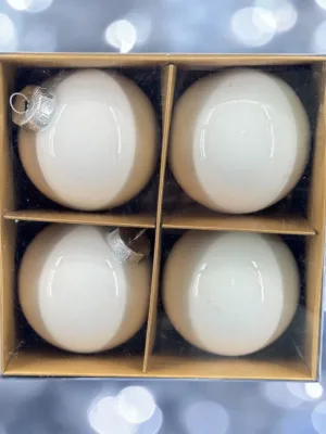 Boule de Noël : en verre mat Blanc hiver, D-8 cm