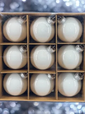 Boule de Noël : en verre mat Blanc hiver, D-6 cm