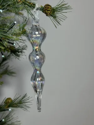 Ornement de Noël : Pendentif en verre transparent - 18 cm