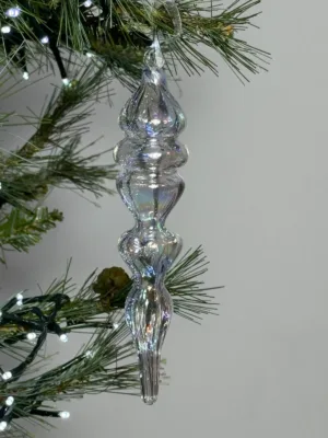 Ornement de Noël : Pendentif en verre transparent - 18 cm