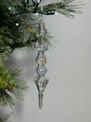 Ornement de Noël : Pendentif en verre transparent - 18 cm