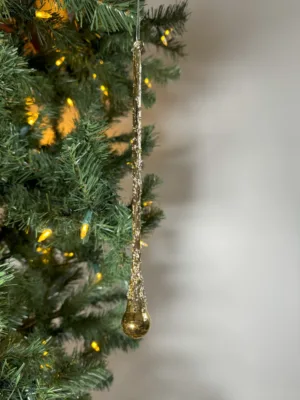 Ornement de Noël : Stalactite en verre doré - 25 cm