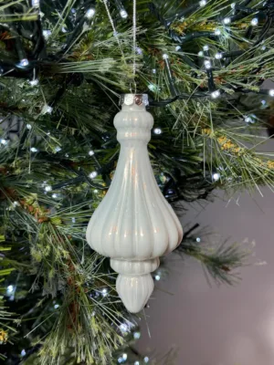 Ornement de Noël : Pendentif en verre, blanc - 15 cm