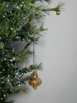 Ornement de Noël : Stalactite en verre, transparent ocre - 30 cm