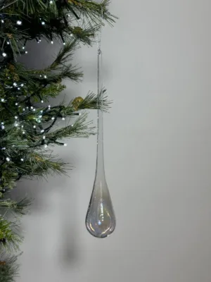 Ornement de Noël : Stalactite en verre, transparent nacre - 30 cm
