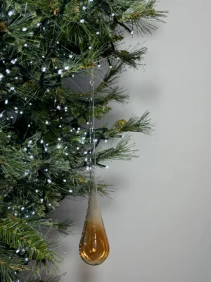 Ornement de Noël : Stalactite en verre, transparent ocre - 30 cm
