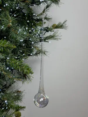 Ornement de Noël : Stalactite en verre, transparent nacre - 30 cm