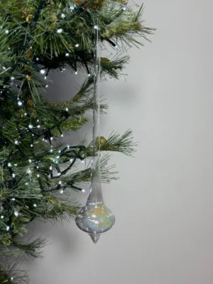 Ornement de Noël : Stalactite en verre, transparent nacre - 30 cm
