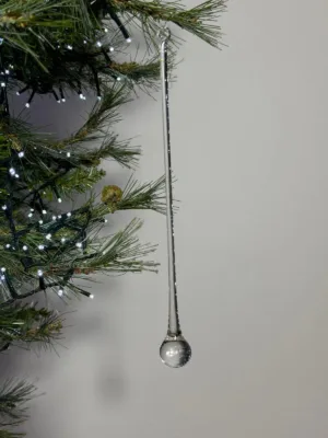 Ornement de Noël : Stalactite en verre transparent - 25 cm