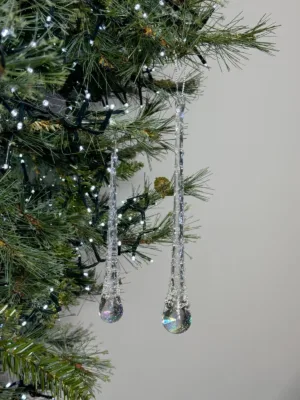 Ornement de Noël : Stalactite en verre transparent - 15 cm