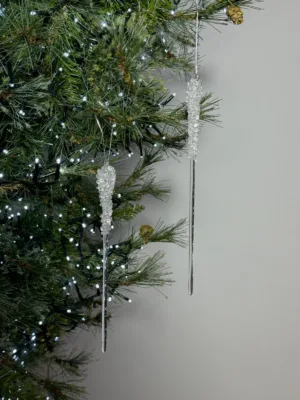 Ornement de Noël : Stalactite en verre transparent - 20 cm