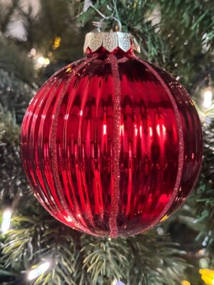 Boule de Noël : en verre, 10 cm, Rouge joyeux