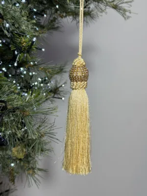 Ornement de Noël : gland de sapin doré, 15 cm