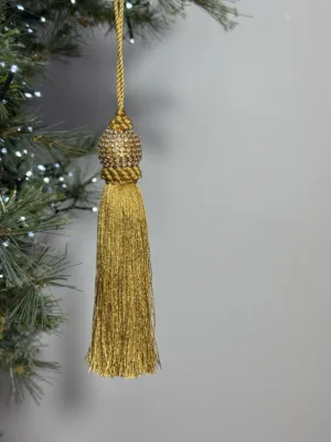 Ornement de Noël : gland de sapin doré, 15 cm