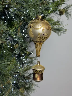 Ornement de Noël : montgolfière dorée, L: 23 cm