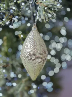 Boule de Noël : Ornement élégance givrée en verre - L: 17 cm