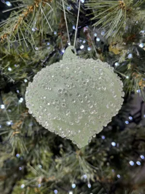 Boule de Noël : Ornement élégance givrée en verre - L: 12 cm