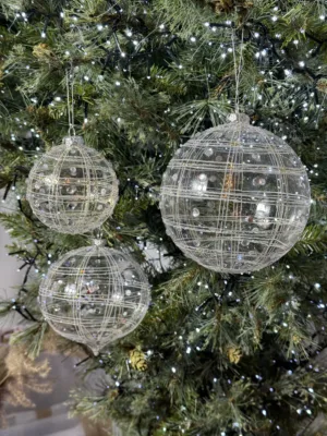 Boule de Noël :  Set de sphères en verre transparente - 3 pieces