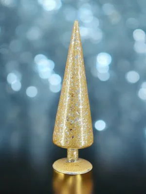 Objet de décoration: Flèche décorative de Noël en verre doré - 30 cm